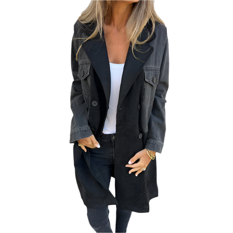 Women's Midi Trench Coat | Contrast Stitching Detail 6