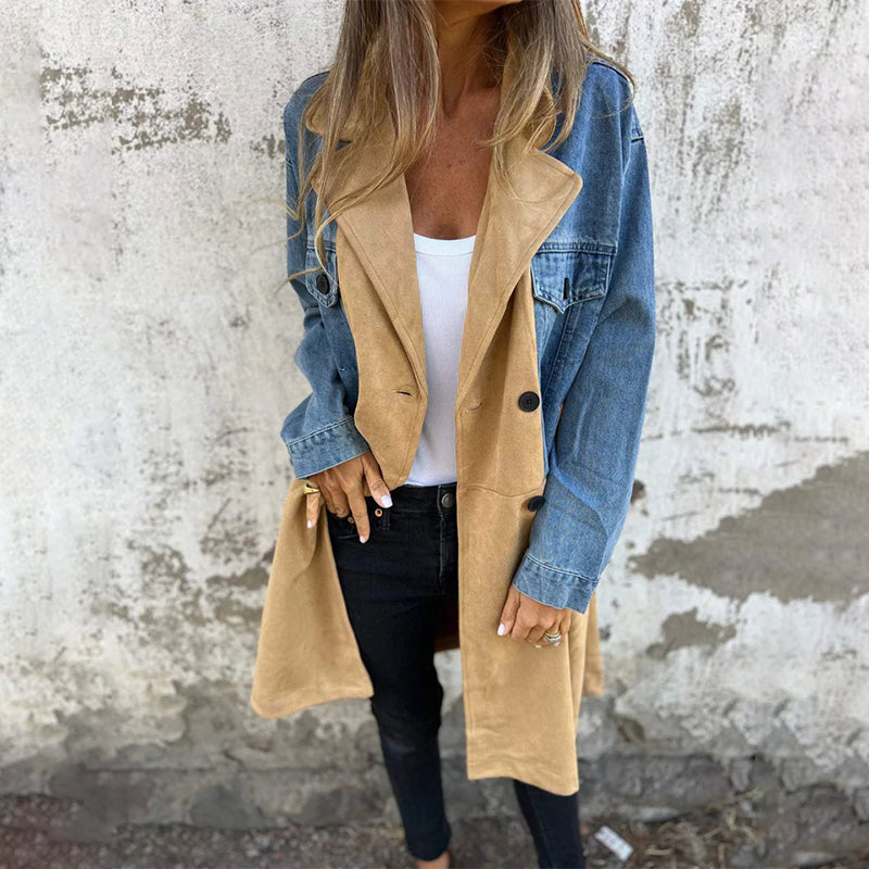 Women's Midi Trench Coat | Contrast Stitching Detail 3