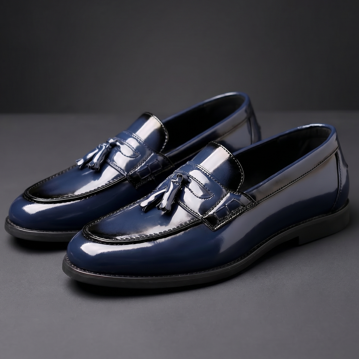 Men's Patent Tassel Loafers Cushioned Sole Dress Shoes 7