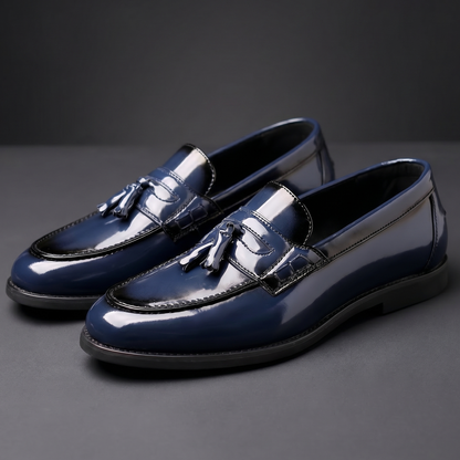 Men's Patent Tassel Loafers Cushioned Sole Dress Shoes 7