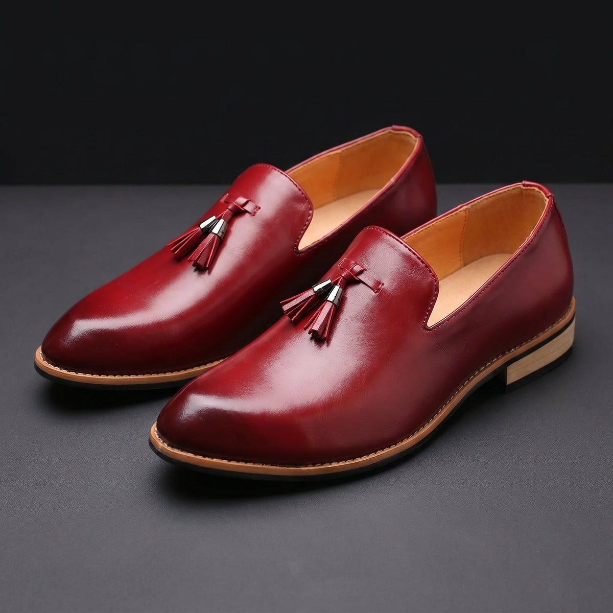 Men's Tassel Loafers Slip On Dress Shoes Cushioned Sole 1