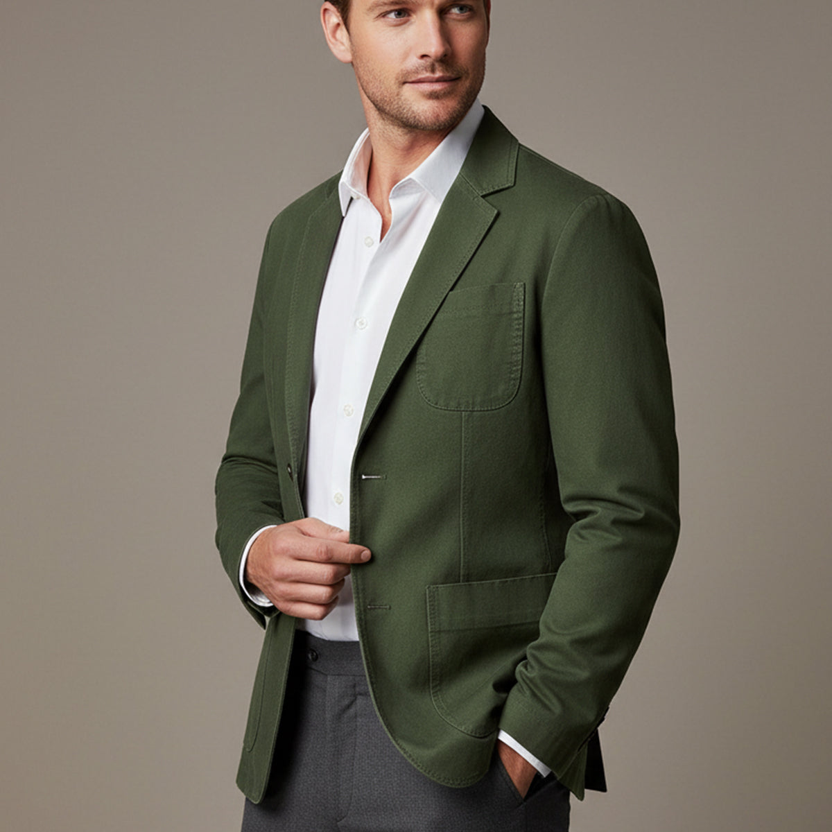 Men’s Cotton Blazer Style Windbreaker with Pockets