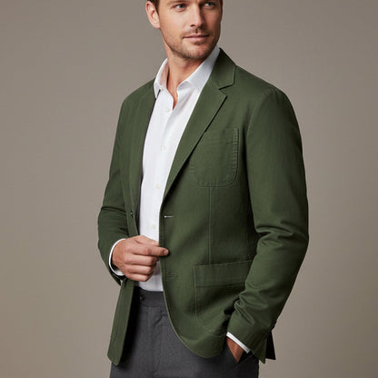Men’s Cotton Blazer Style Windbreaker with Pockets