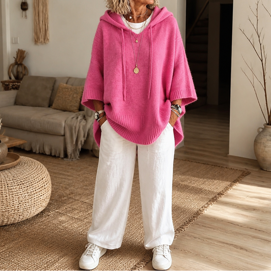 Women's Open-Knit Hoodie | Frayed-Edge Oversized Fit 21