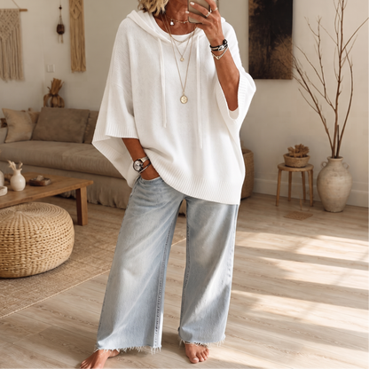 Women's Open-Knit Hoodie | Frayed-Edge Oversized Fit 23