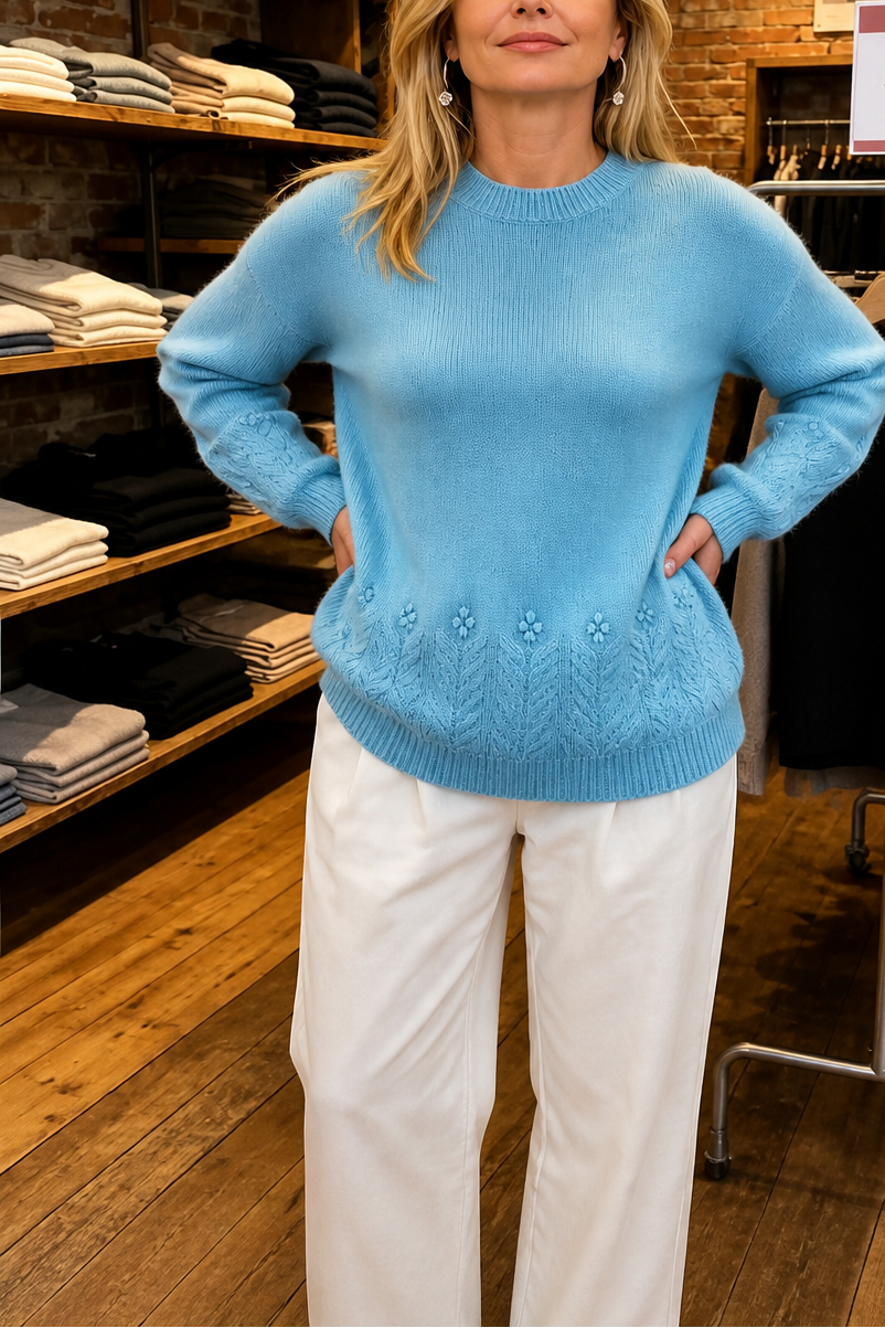 Women's Cable Knit Sweater | Structured Collar & Cuffs 11