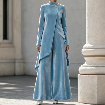 Women's Top & Trouser Set | Draped Design & Wide-Leg Fit 12