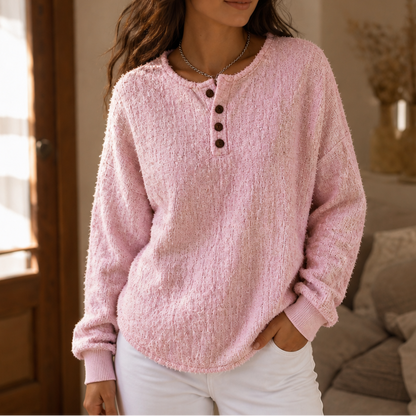 Women's Henley Sweater | Chunky Knit & Button Placket 12
