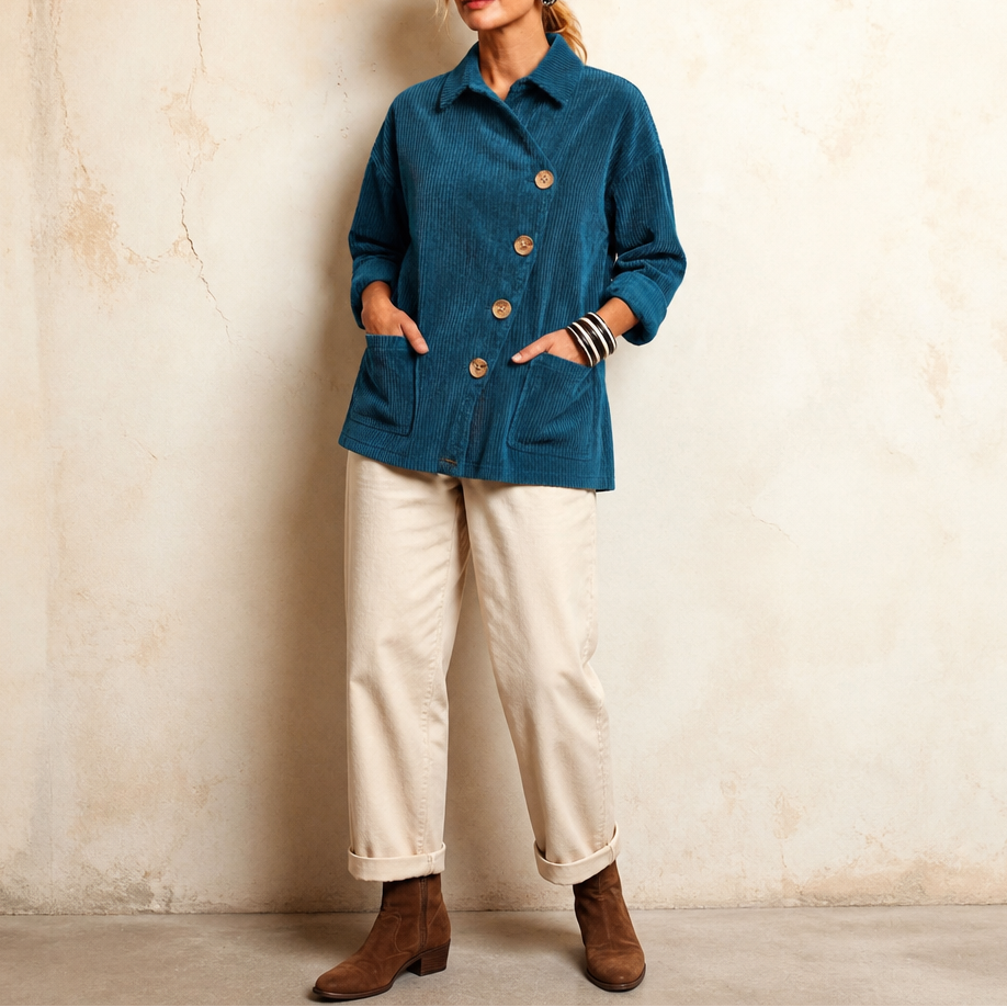 Men's Shacket | Diagonal Button & Ribbed Detail 12