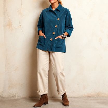 Men's Shacket | Diagonal Button & Ribbed Detail 12