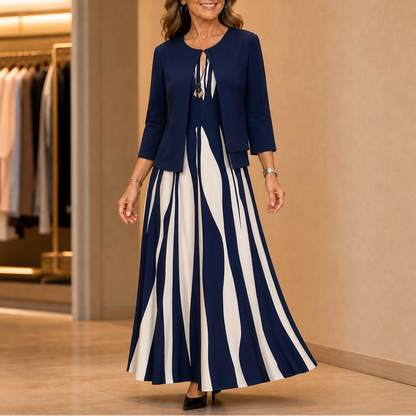 Women's Striped Maxi Dress Set | Two-Piece & Wrinkle Resistant 11