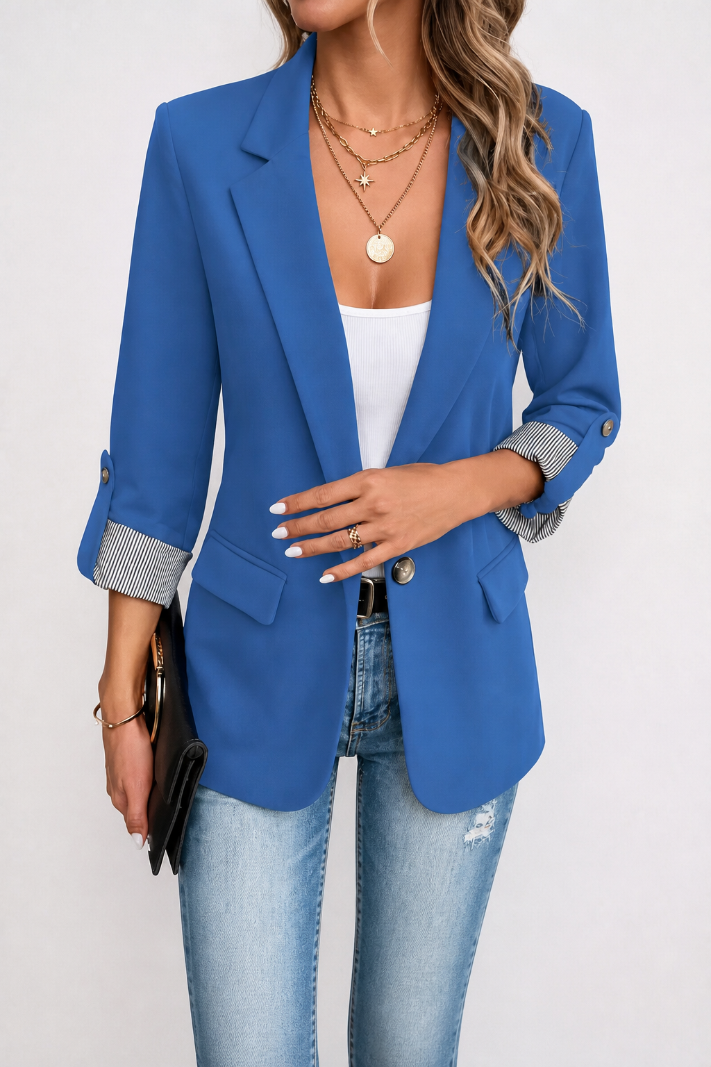 Women's Tailored Blazer | Roll-Sleeve & Longline Fit 10