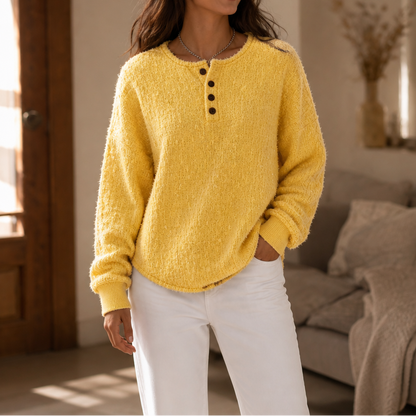 Women's Henley Sweater | Chunky Knit & Button Placket 13