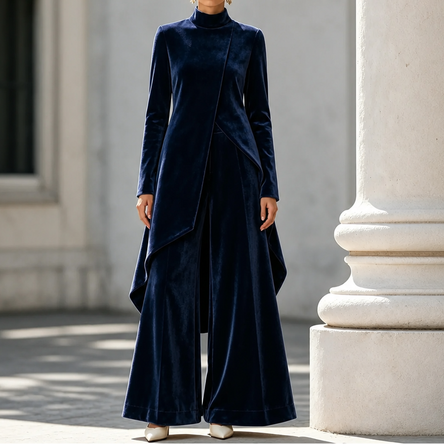 Women's Top & Trouser Set | Draped Design & Wide-Leg Fit 13