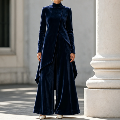 Women's Top & Trouser Set | Draped Design & Wide-Leg Fit 13