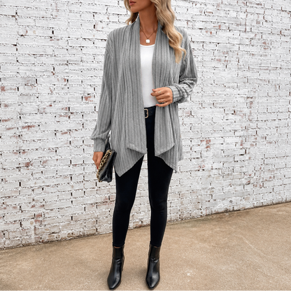 Women's Open-Front Cardigan | Waterfall Drape & No-Fuss Style 11