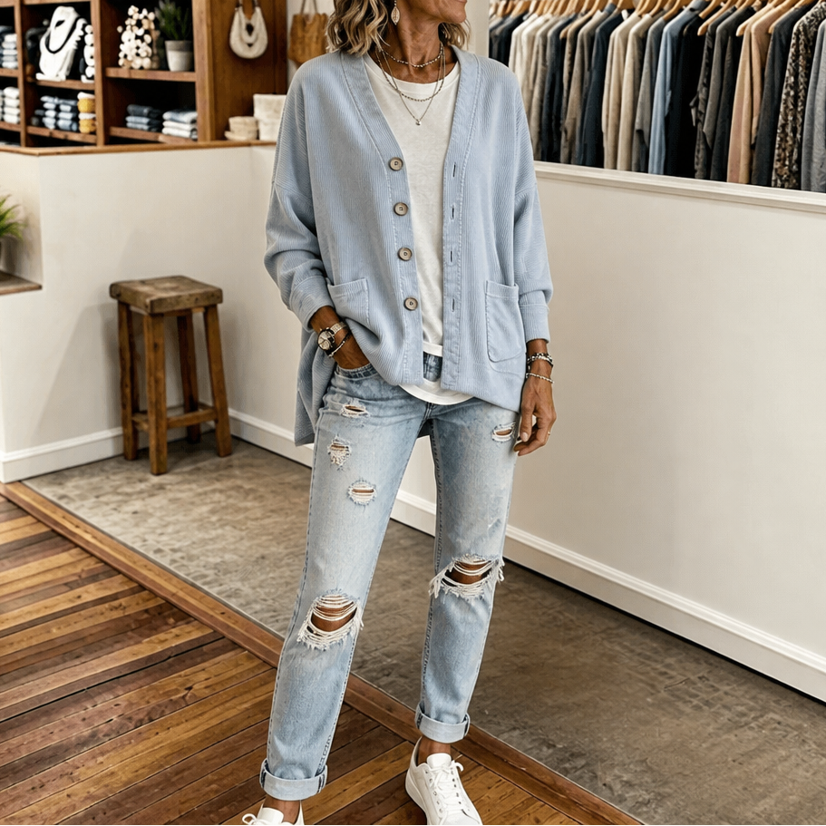 Women's Open-Front Cardigan | Ribbed Texture & All-Day Comfort 10