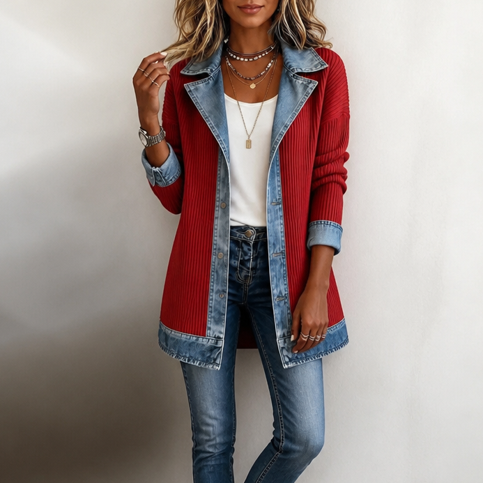 Women's Ribbed Knit Coat | Structured Panels 11
