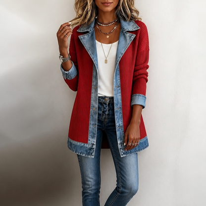 Women's Ribbed Knit Coat | Structured Panels 11