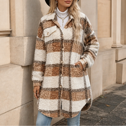 Women's Plaid Sherpa Coat | Warm & Lightweight 11