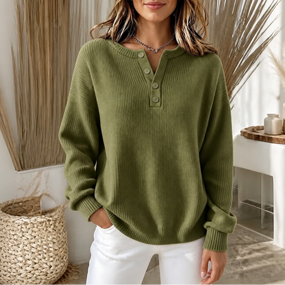 Women's Henley Sweater | Button-Front & Ribbed Knit 13