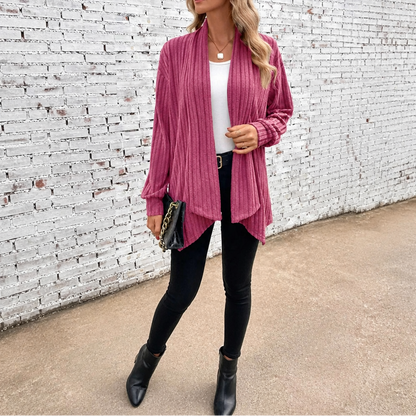 Women's Open-Front Cardigan | Waterfall Drape & No-Fuss Style 12
