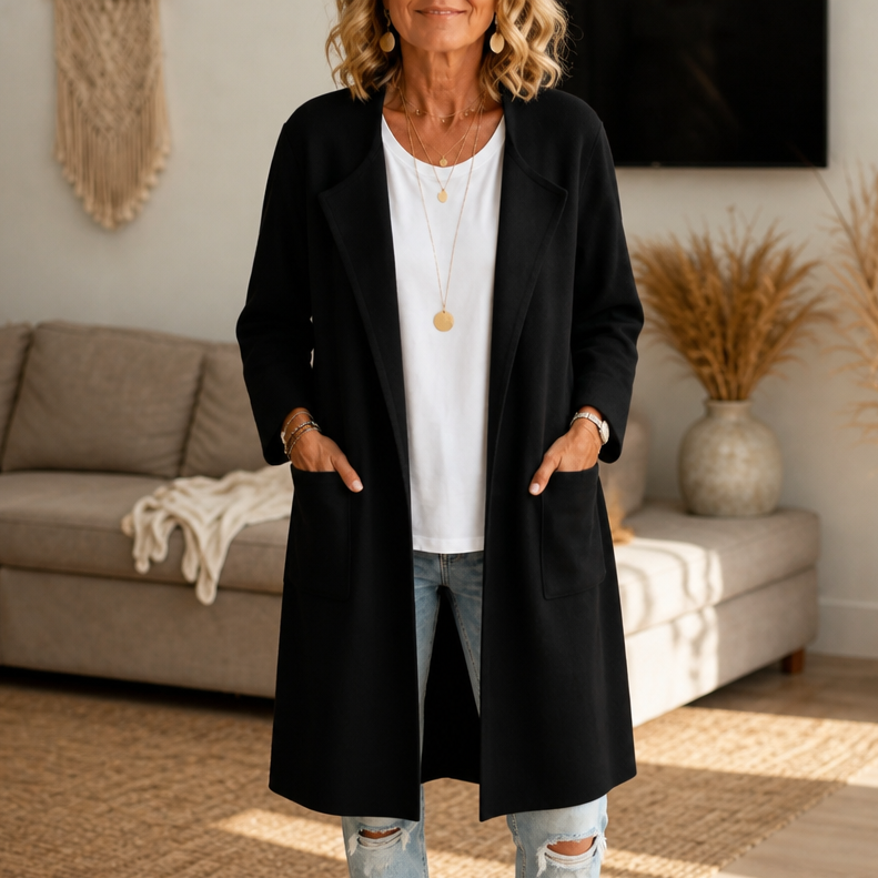 Women's Open-Front Longline Coat | Drapes Without Pulling 13