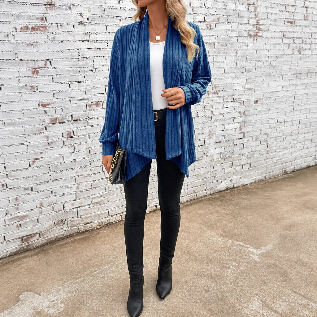 Women's Open-Front Cardigan | Waterfall Drape & No-Fuss Style 13
