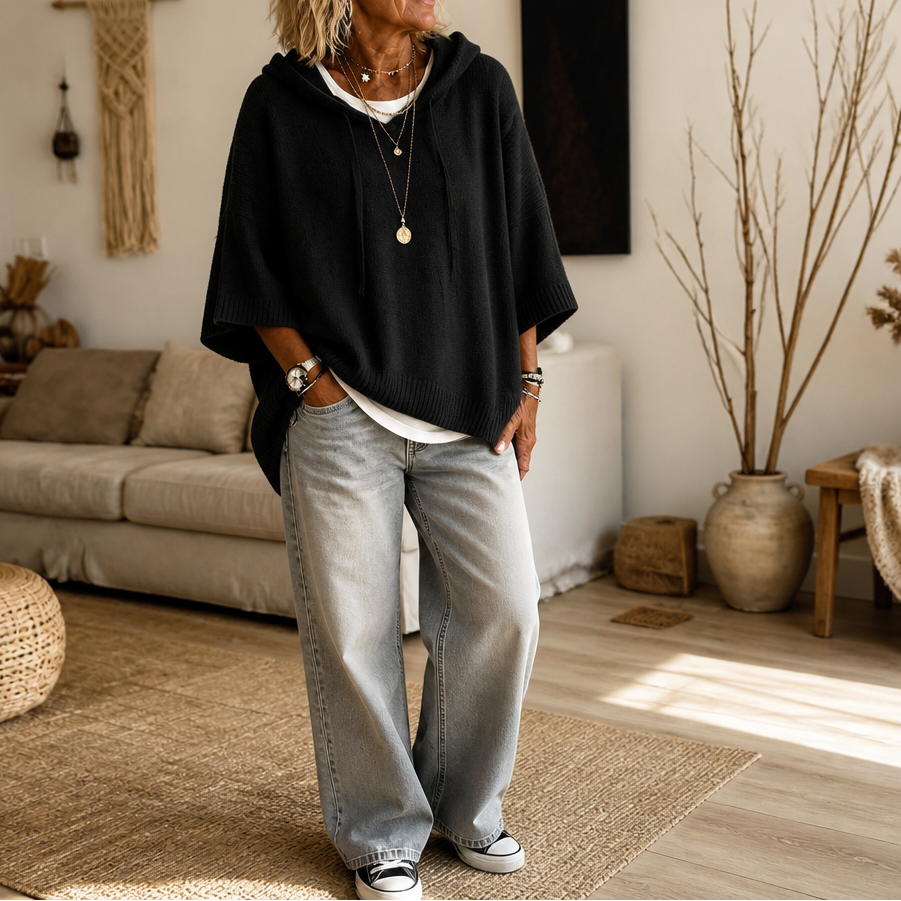 Women's Open-Knit Hoodie | Frayed-Edge Oversized Fit 15