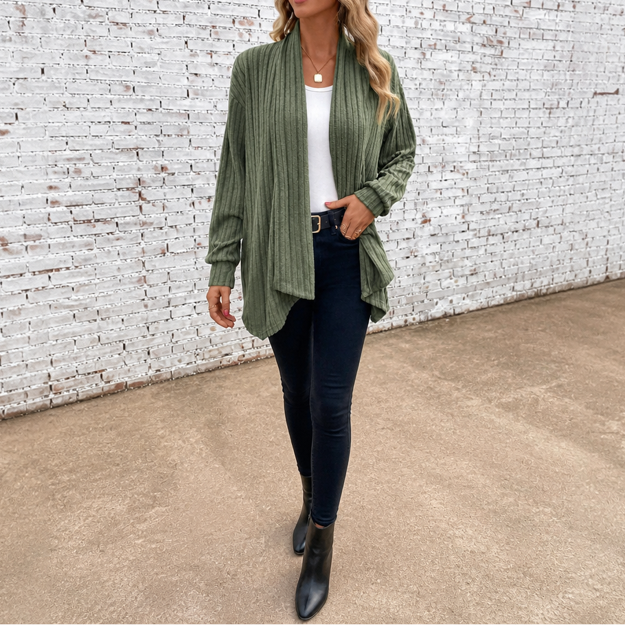 Women's Open-Front Cardigan | Waterfall Drape & No-Fuss Style 14