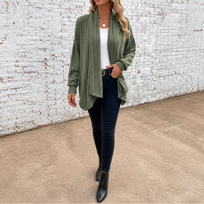 Women's Open-Front Cardigan | Waterfall Drape & No-Fuss Style 14