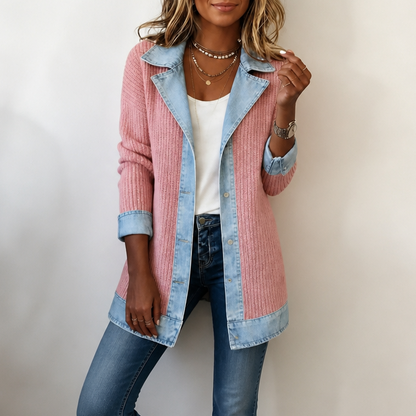 Women's Ribbed Knit Coat | Structured Panels 14