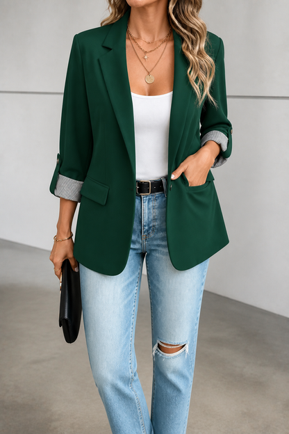 Women's Tailored Blazer | Roll-Sleeve & Longline Fit 14