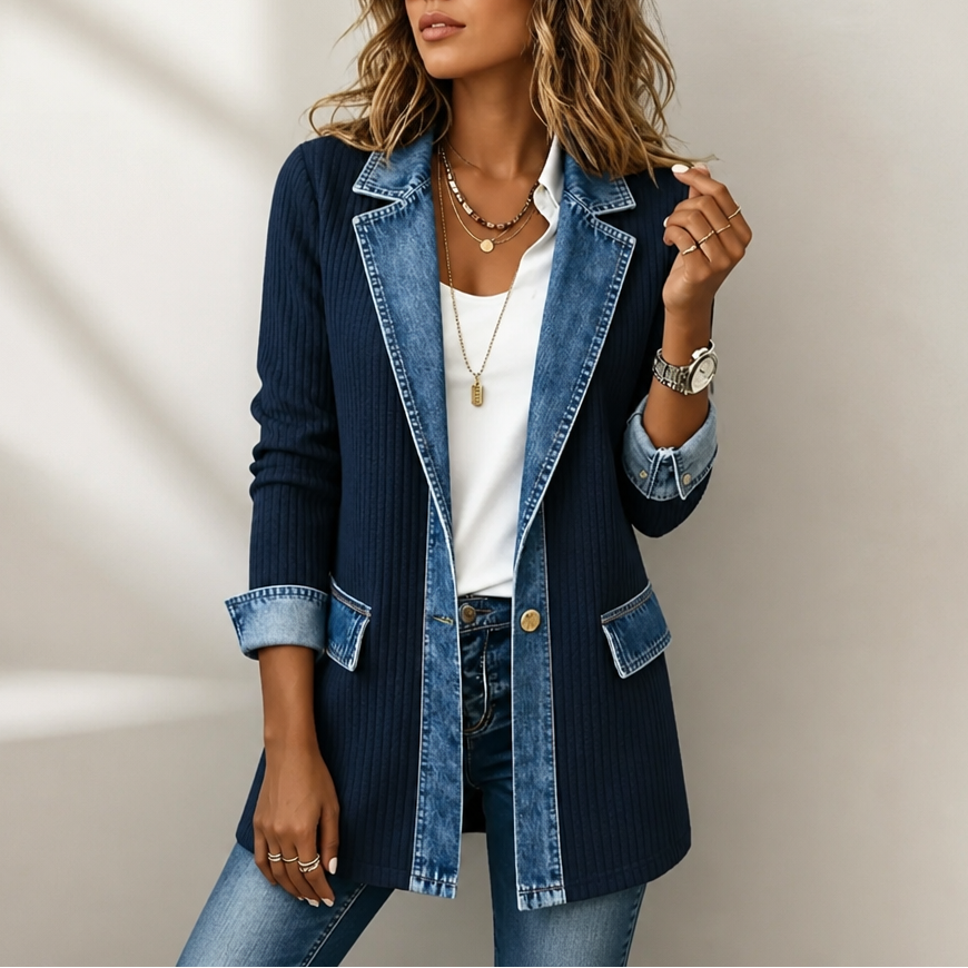Women's Ribbed Knit Coat | Structured Panels 15