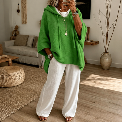 Women's Open-Knit Hoodie | Frayed-Edge Oversized Fit 18