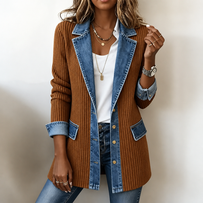 Women's Ribbed Knit Coat | Structured Panels 16