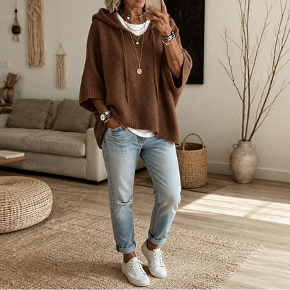 Women's Open-Knit Hoodie | Frayed-Edge Oversized Fit 19