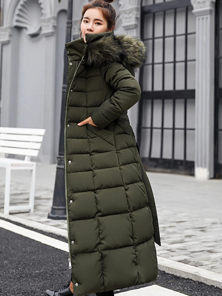 Women's Long Winter Coat | Belted & Warm 4