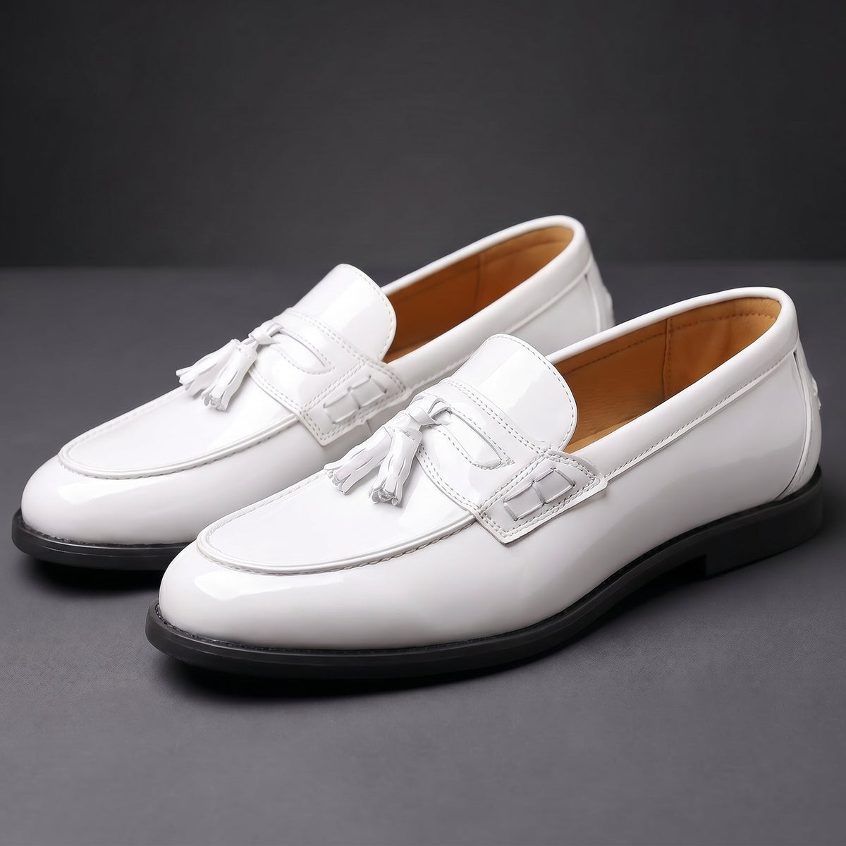 Men's Patent Tassel Loafers Cushioned Sole Dress Shoes 9