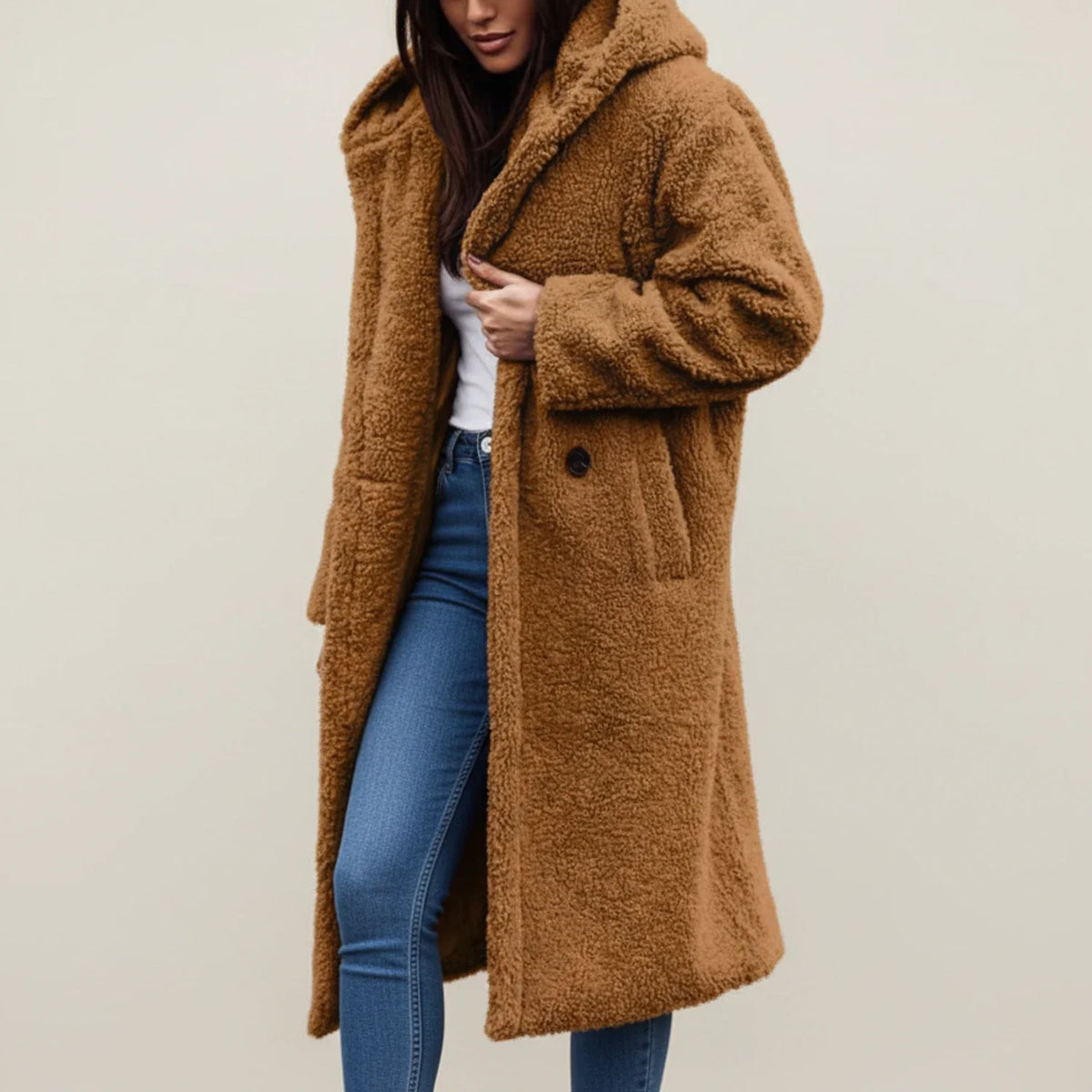Women's Long Hooded Coat | Warm & Versatile 3