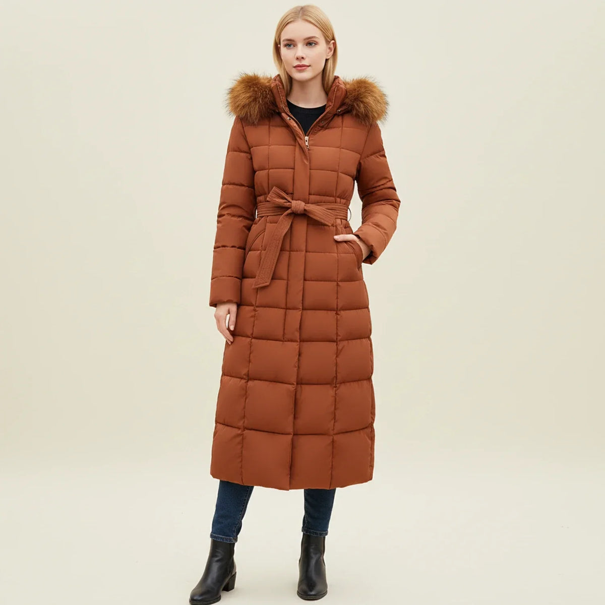 Women's Maxi Puffer Jacket | Hooded & Belted Warmth 1