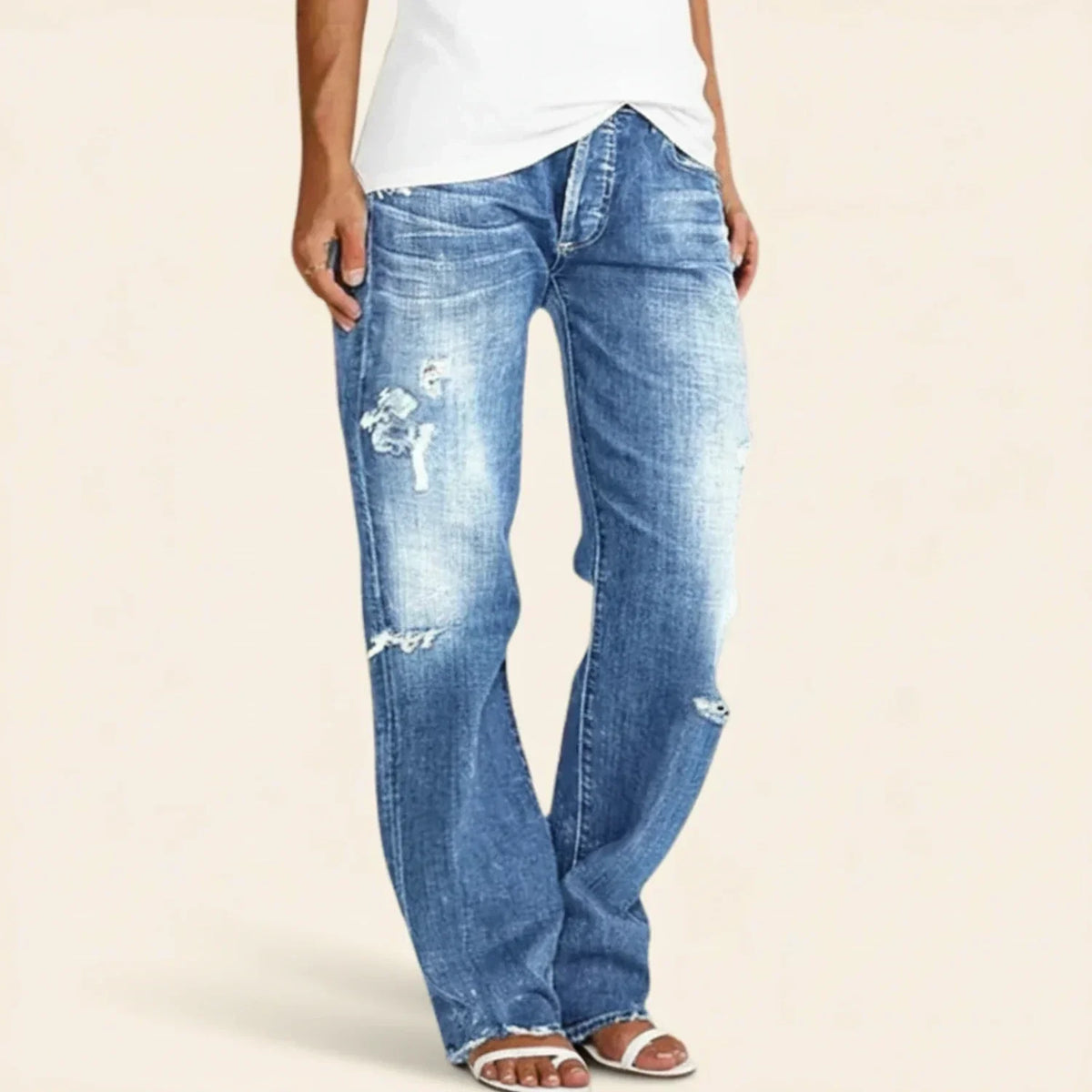Women's Ripped High Rise Straight Jeans | Flattering Fit & Everyday Comfort 2