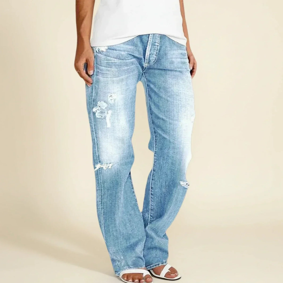 Women's Ripped High Rise Straight Jeans | Flattering Fit & Everyday Comfort 5
