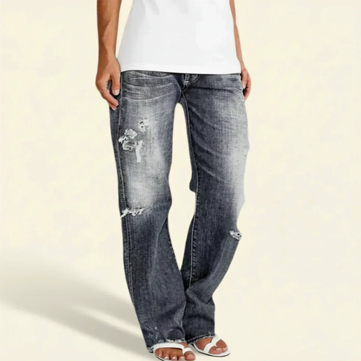 Women's Ripped High Rise Straight Jeans | Flattering Fit & Everyday Comfort 4