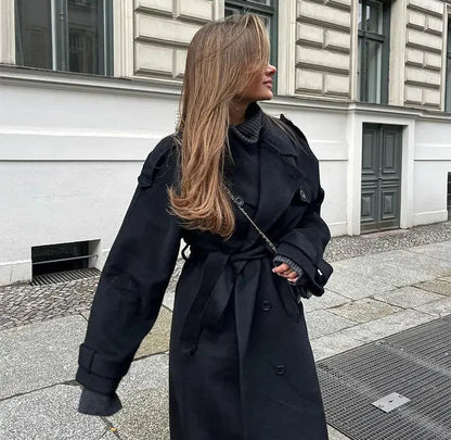 Women's Belted Maxi Coat | Lapel Collar & Long Sleeves 5