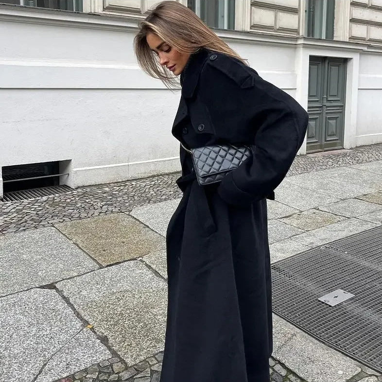 Women's Belted Maxi Coat | Lapel Collar & Long Sleeves 6