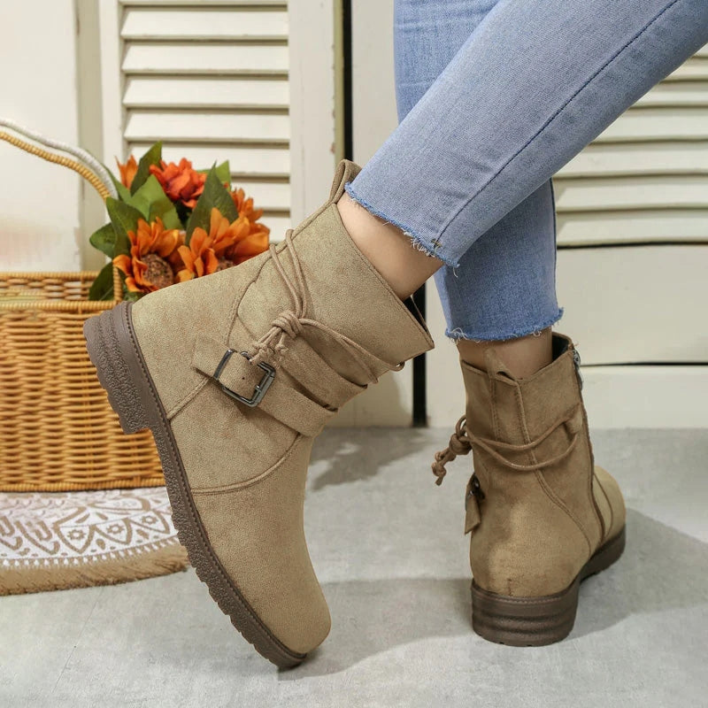 Women's Ankle Boots | Tie Detail & Easy Zip 4