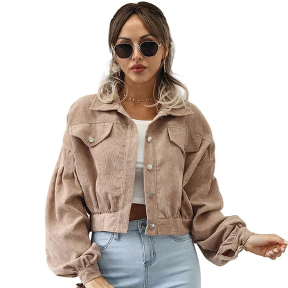 Women's Button Front Jacket | Pointed Collar & Chest Pockets 1