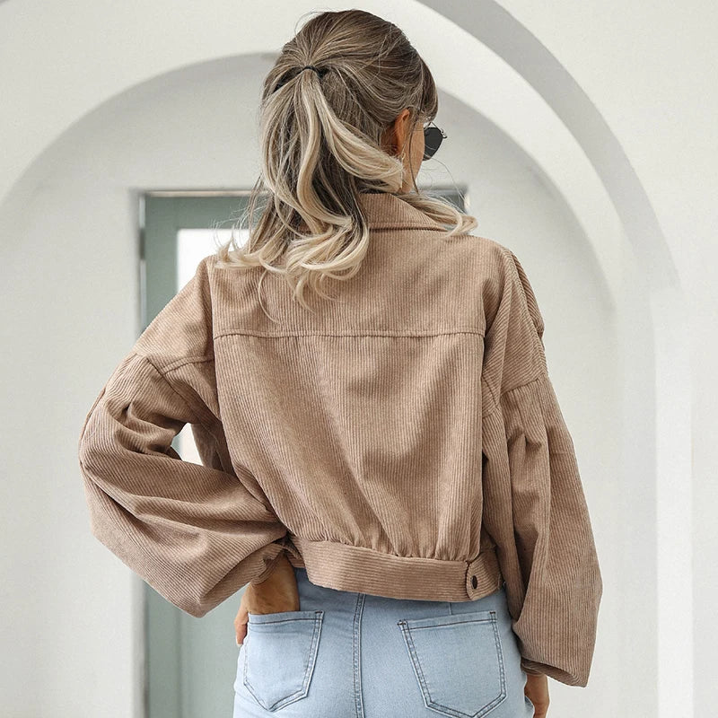 Women's Button Front Jacket | Pointed Collar & Chest Pockets 3