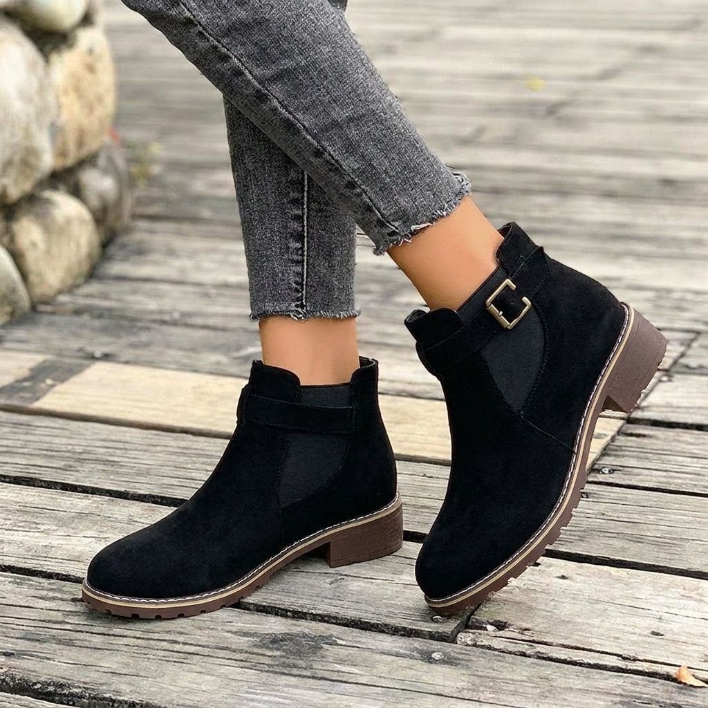 Women's Chelsea Ankle Boots | Buckle Strap & Block Heel 4